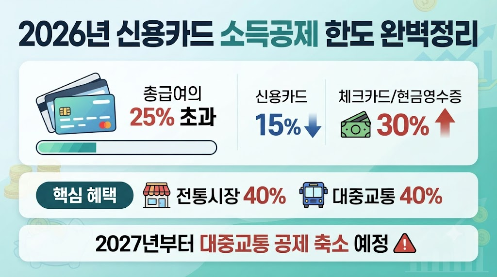 신용카드 소득공제 한도, 2026년엔 얼마까지 챙길 수 있을까 (2027년 개편 예고 포함) 신용카드 소득공제 한도
